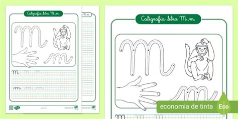 Folhas de caligrafia - Letra M