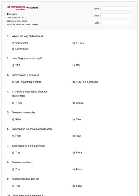 50+ Dinosaurs worksheets for Class 2 on Wayground | Free & Printable