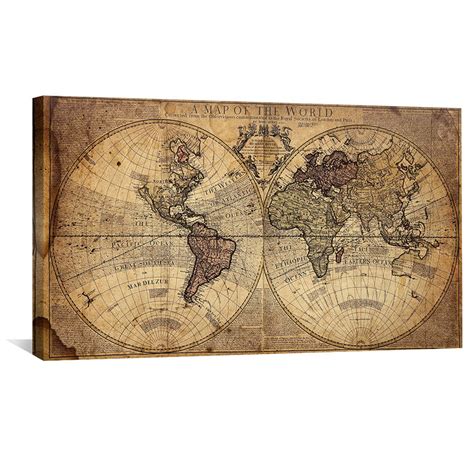 Rustic World Map Canvas - ClockCanvas