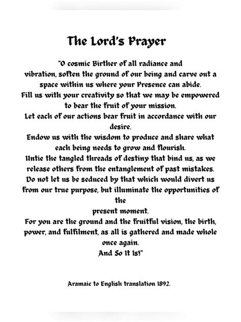 The Lord’s Prayer Aramaic to English Translation 1892