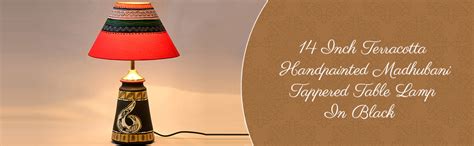 Buy ExclusiveLane Madhubani Handpainted Terracotta Bedside Table Lamps ...