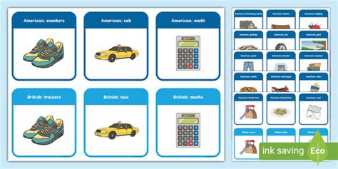 * NEW * American vs. British English Matching Cards