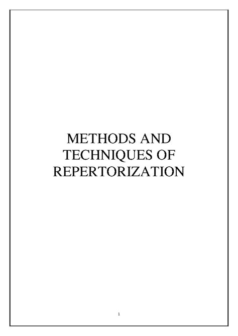 Methods and Techniques of Repertorization in Homeopathy (HS 102) - Studocu
