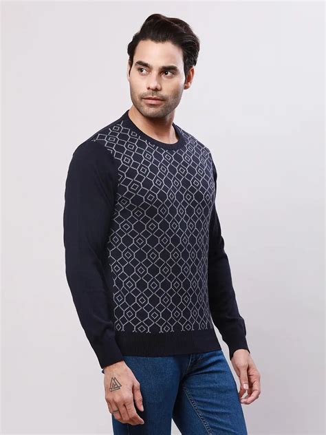 Raymond Men Blue Jacquard Acrylic Blend Sweaters – MyRaymond
