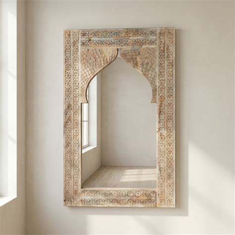 Arch Mirror Frame (Frame only) | Natural | 120x75x3cm – House of Jodha