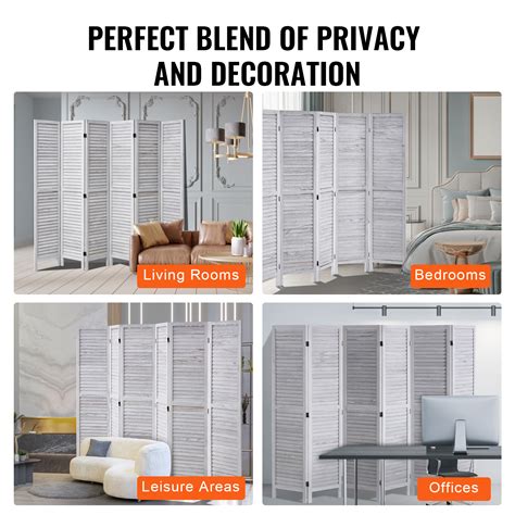 Uimoso Wood Room Divider Wooden Screen 4/6/8 Panel Room Separation Home ...