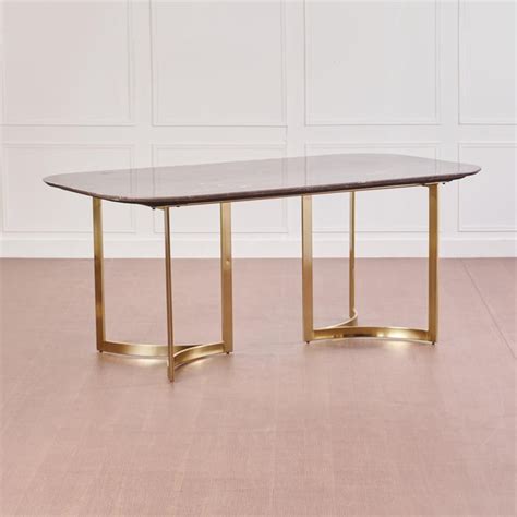 Buy Vogue Anika Emotion Marble Top 6-Seater Dining Table - Brown from ...