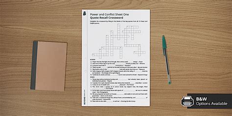 Power and Conflict Quote Recall Crossword One (teacher made)