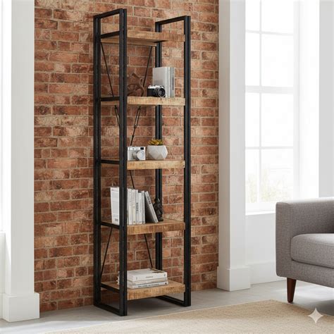 Industrial Range Slim Open Bookcase – Indian Hub