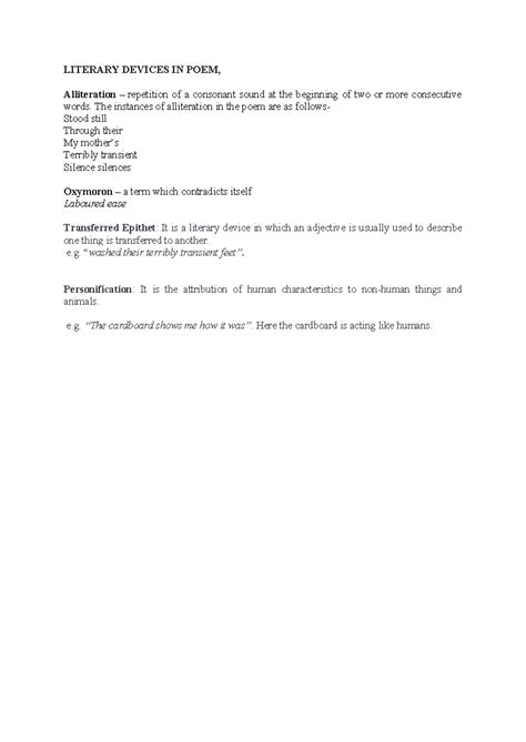 Literary Devices POEM 1 XII - LITERARY DEVICES IN POEM, Alliteration ...