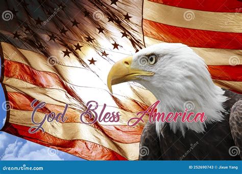 God Bless America, American Eagle, US Flag, Blue Sky Royalty-Free Stock ...