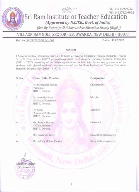 SRI RAM INSTITUTE OF TEACHER EDUCATION