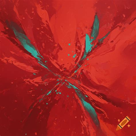 Abstract art with red shades and teal accents on Craiyon
