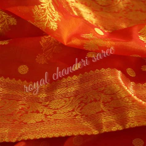 Buy Orange Tissue Chanderi Handloom Pure Silk Saree Online | RCS ...