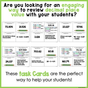 Decimal Place Value Activity by Jane Feener | TPT