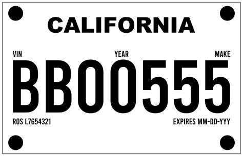 Printable California License Plate Template - Printable JD