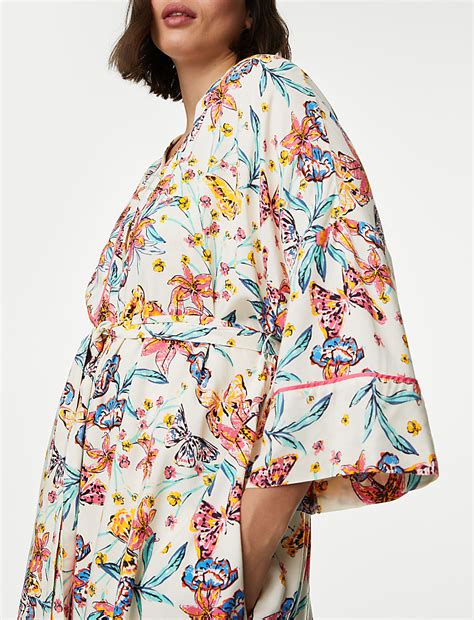 Buy Floral Print Dressing Gown at Marks & Spencer