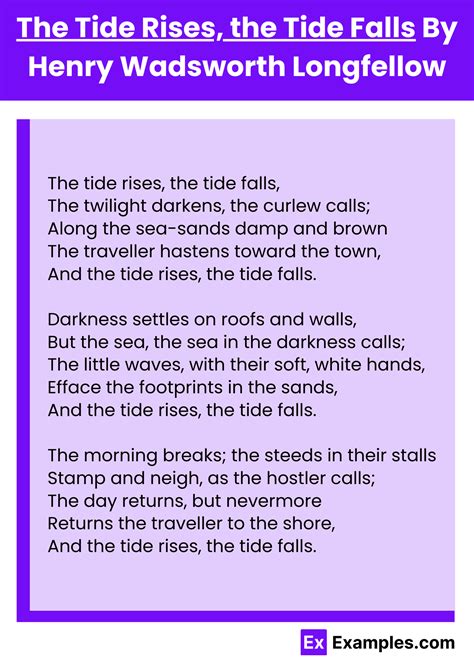 The Tide Rises, the Tide Falls Poem by Henry Wadsworth Longfellow to ...