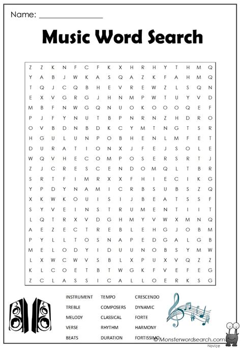 Music Word Search Puzzles
