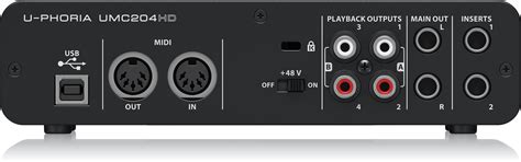Behringer U-Phoria UMC204HD Audiophile 2x4, 24-Bit/192 kHz USB Audio/M