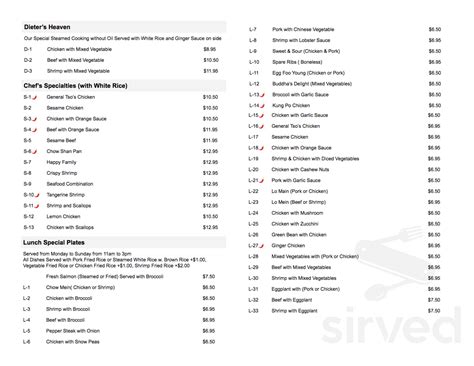 Sun Sun Chinese Restaurant menu in South Windsor, Connecticut, USA