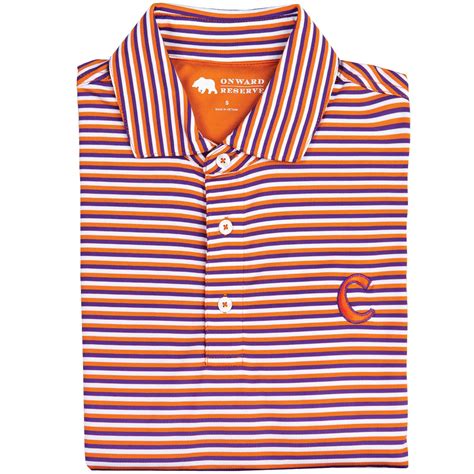 Clemson C Triple Stripe Polo - Onward Reserve