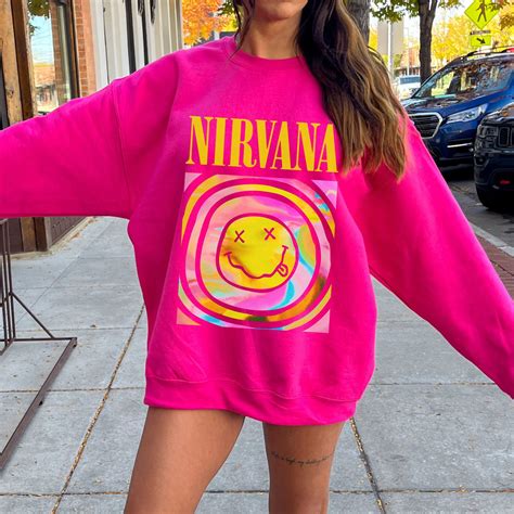 Vintage Nirvana Smiley Face Grunge 90S Style Crewneck | Preppy ...