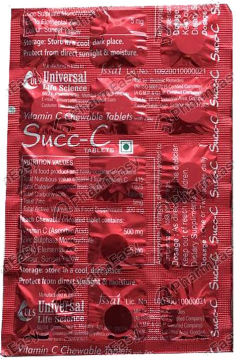 Succ C Chewable Tablet | Orange Flavour: Uses, Side-effects, Price ...