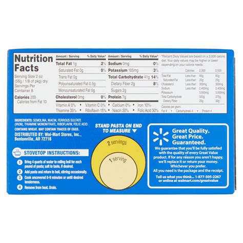 Spaghetti Noodle Nutrition Label at Darcy Simoi blog