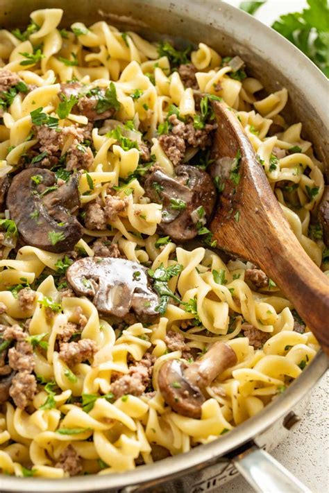 Healthy Ground Beef Stroganoff (No Sour Cream) - The Dizzy Cook