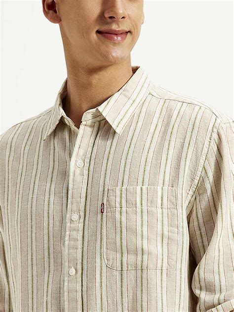 Men's Striped Slim Fit Linen Shirt – Levis India Store