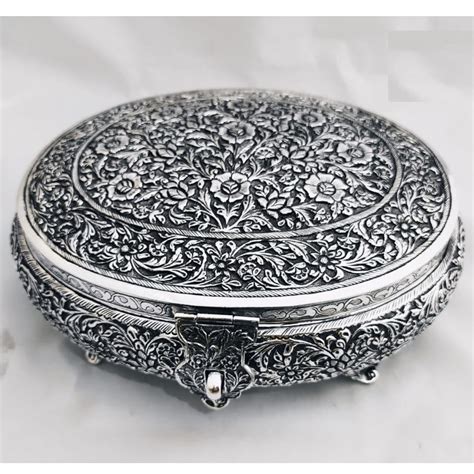 Buy quality 925 pure silver Stylish dry fruit box in deep carvings pO ...