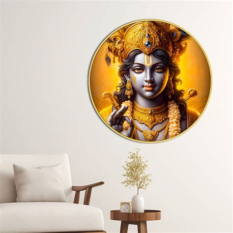 Artistic Lord Krishna Round Painting Decor