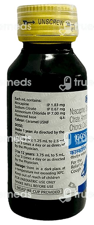 Coscopin Paed 183 Mg Suspension 60 Ml - Uses, Side Effects, Dosage ...