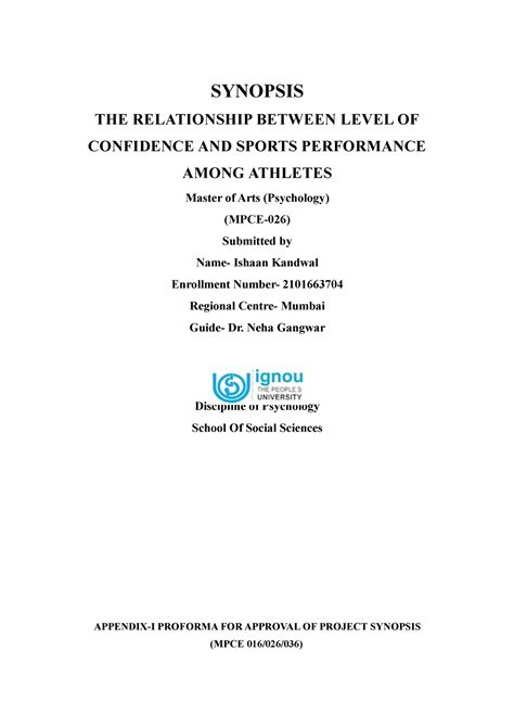 Ignou Synopsis Final - SYNOPSIS THE RELATIONSHIP BETWEEN LEVEL OF ...