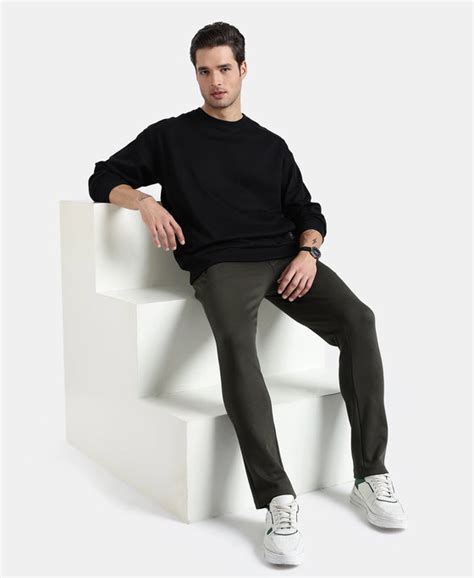 Buy Super Combed Cotton Rich Pique Sweatshirt With Ribbed Cuffs - Black ...