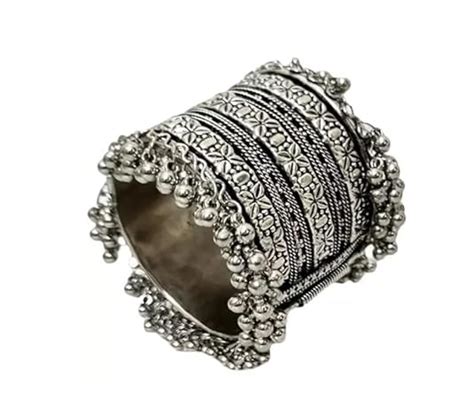 Buy Samridhi DC Oxidised Silver Cuff For Women, Openable, Free Size ...