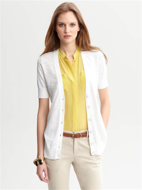 Womens White Short Sleeve Cardigan at Aaron Edwards blog