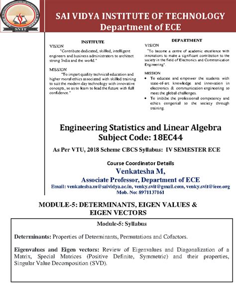 Module 5 - micro wave notes - MODULE- 5 : DETERMINANTS, EIGEN VALUES ...