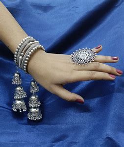 PRASUB Oxidised Silver Sterling Silver Silver Jewellery Set Price in ...