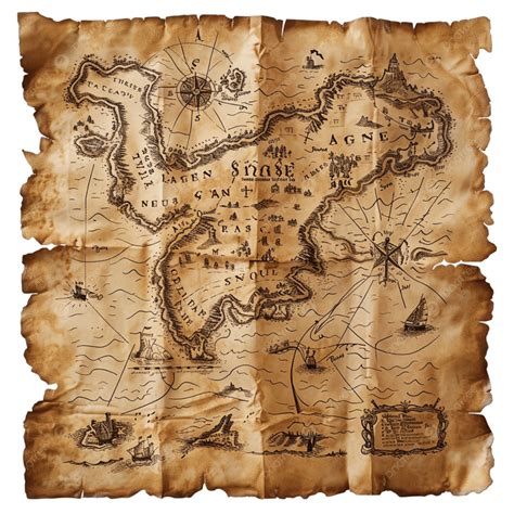 Ancient Pirate Treasure Map Drawing Design Poster Isolated On ...
