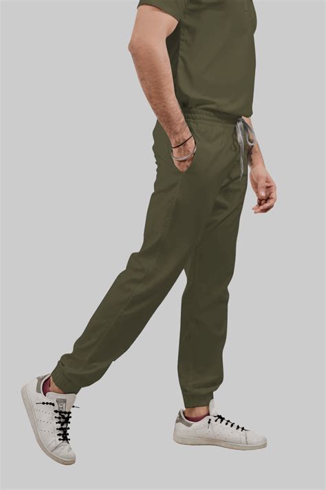Stretchable (4Way) Female Olive Green V-Neck With Jogger Scrub Set ...