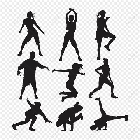 Silhouettes Of Dance Moves In Various Poses Dancing Street Dance, Dancing Pose, Monochrome, Pose ...