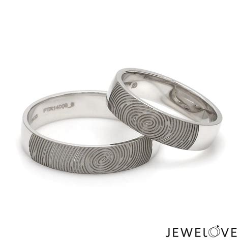Fingerprint Engraved Platinum Rings for Couples