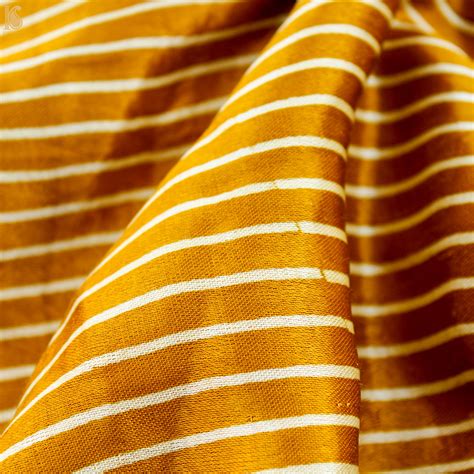 Golden Poppy Pure Mashru Silk Hand Block Stripes Ajrakh Fabric – Khinkhwab