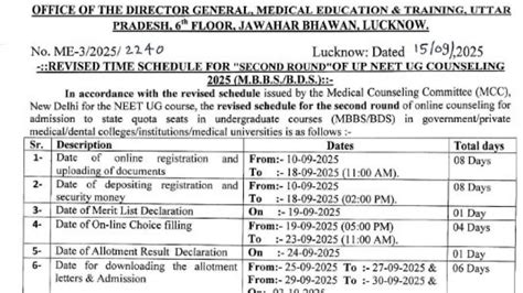 UP NEET Counselling 2025: Round 2 Schedule Revised, Merit List Postponed