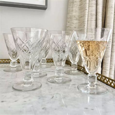 Art Deco cube stem large wine goblet glasses in Antique Wine Glasses ...