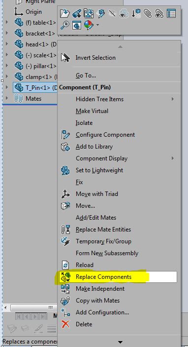 SolidWorks Replace Component in Assembly 的图像结果