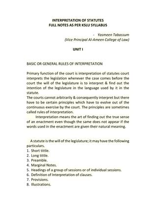 Presumptions - Lecture note of interpretation of statutes - Presumption ...