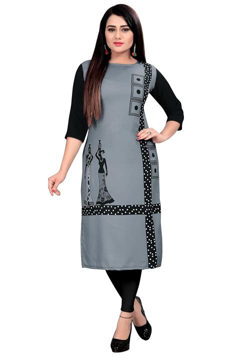 AA Creation Women Crepe Printed Straight A-line Casual Kurta Kurti for ...